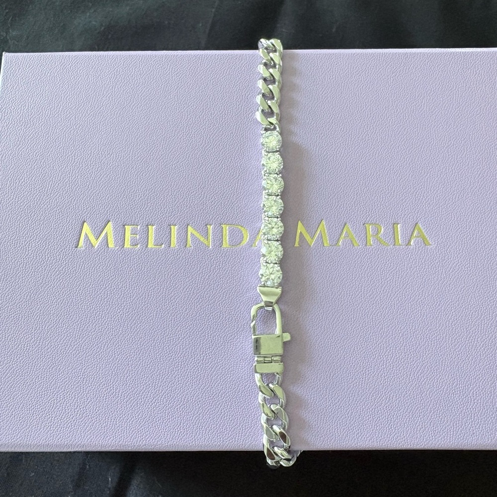 Melinda Maria Silver Julian Loves Diamonds Chain Necklace NEW